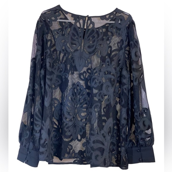 NWT-Torrid Mesh with embroidery long sleeve blouse. Size 2X Deep black color - Picture 4 of 10